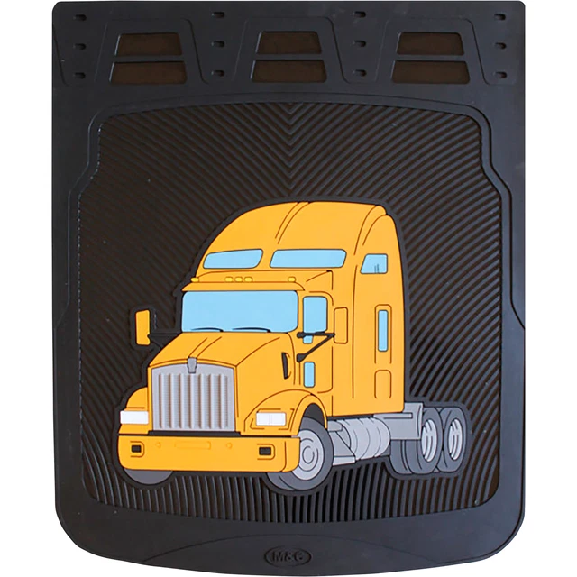 M&C Kenworth T-800 Semi-Truck Mud Flaps - Yellow, 24in.W x 30in.H, Pair