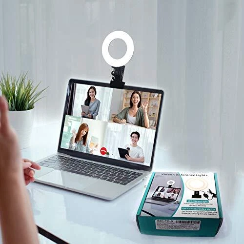 Video Conference Lighting Kit 3200k-6500K Dimmable Led Ring Lights Clip on
