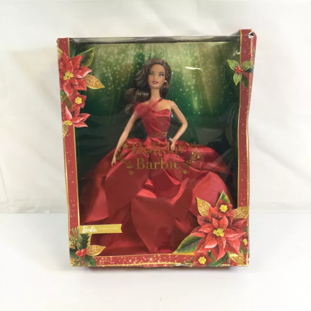 Mattel Barbie Signature 2022 Holiday Doll With Brunette Hair & Red Gown Used