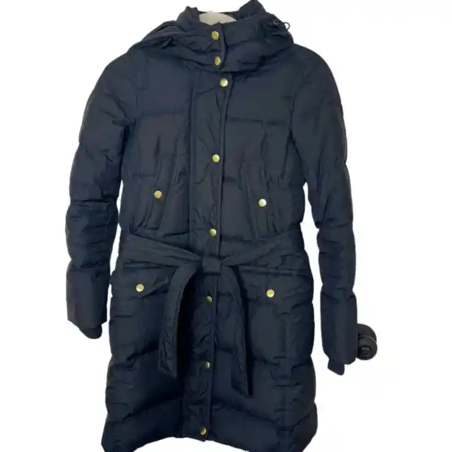 J. Crew Black Wintress Belted Puffer Coat Jacket in Size Petite XXS