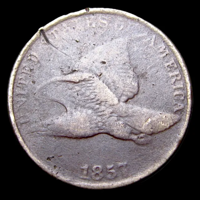 1857 Flying Eagle Cent Penny ---- Nice Details Damage Coin ---- #UU057