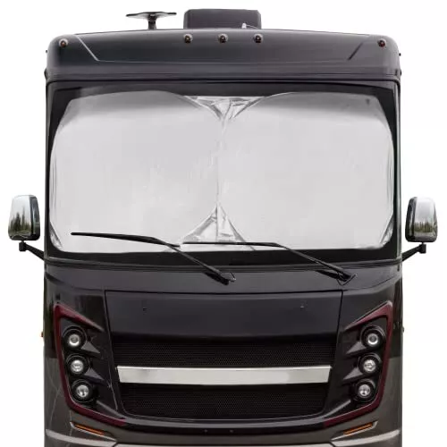 RV Windshield Sun Shade Cover Storage Pouch Front For Large Truck Bus Reflective