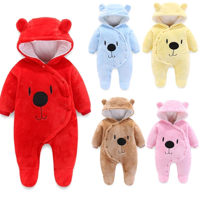 Newborn Baby Boy Kids Bear Hooded Girl Romper Jumpsuit Bodysuit Clothes Outfits