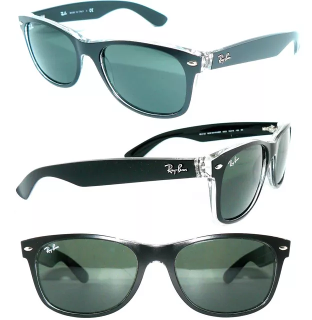 Ray Ban SONNENBRILLE SCHWARZ TRANSPARENT NEW WAYFARER RB 2132 6052 BRILLE MEGA