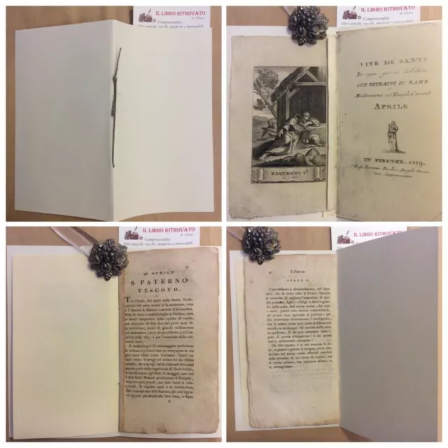 Incisione in rame 16 Aprile San Paterno con meditazioni Vite dei Santi 1819