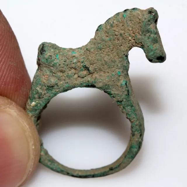 Ancient near east bronze ring-decorated with a Horse on top-circa 500-300 B.C