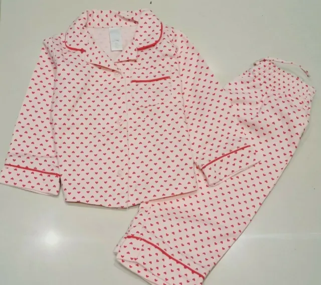 Gap Girls Pink Heart Cotton Traditional Style Pyjamas Pj Set Bnwot