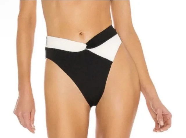 L*SPACE Medium (M) Black White Nancy Lee Bitsy Swimsuit Bikini Bottom NWT