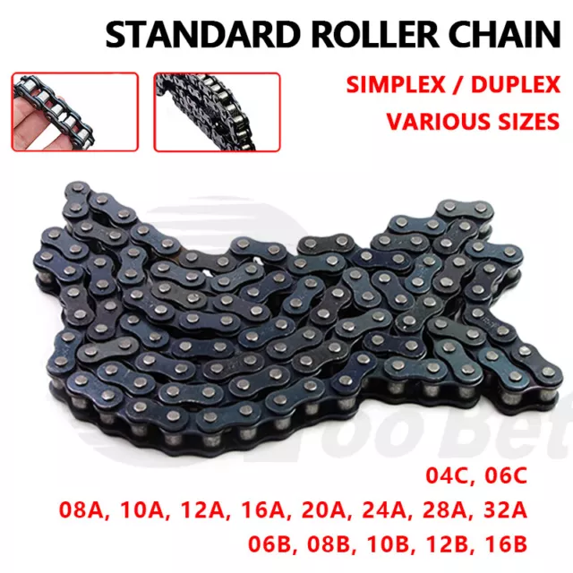 Roller Chain British Standard 08A to 32A, 06B to 16B, 04C, 06C, Simplex, Duplex
