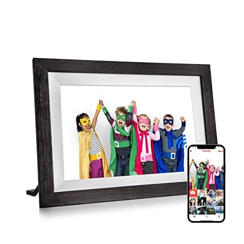 Frameo WiFi Digital Photo Frame 10.1 Inch Smart Digital Picture Dark-Brown