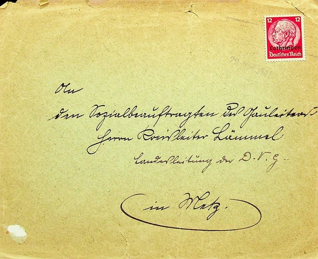 Deutschland 12pf Hindenburg W / Lothringen Ovpt auf Brief Sich Metz Frankreich