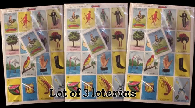 3 LOT Jumbo 9x14" Large Mexican Loteria Bingo Game Card Low Vision Education Fun