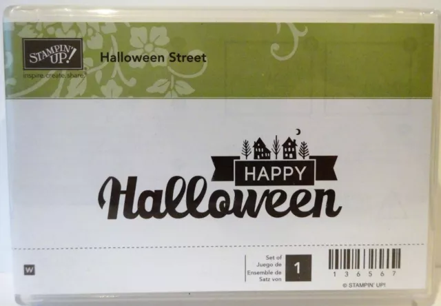 Stampin Up Halloween Strada Legno Montatura Singolo Timbri Nuovo Felice