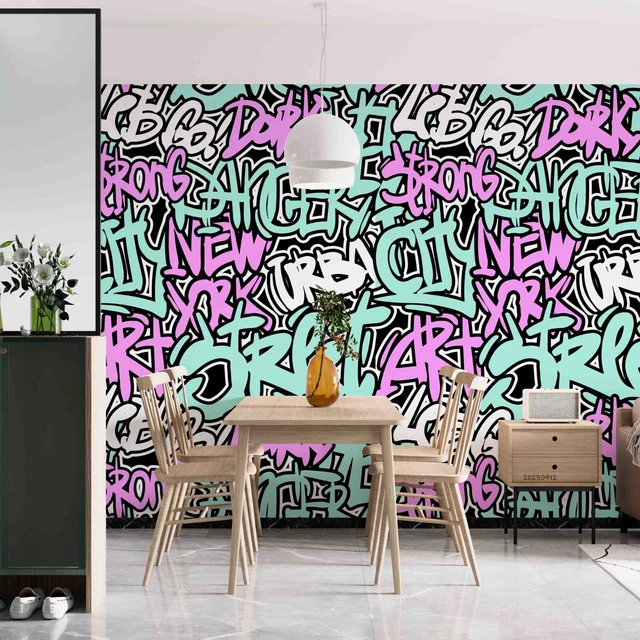 3D ABSTRACT GRAFFITI Letters Wall Murals Wallpaper Murals Wall Sticker