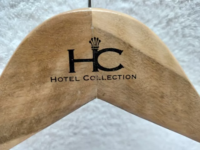 VINTAGE Natural Wood Hanger 17" HC Hotel Collection Clothes Coat Suit Open Hook 2