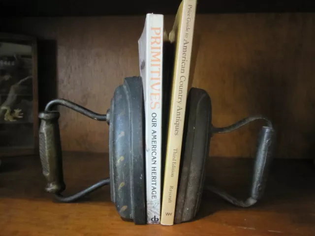 Cast Iron Sad Irons (2) Laundry Bookends Door Stops  Vintage
