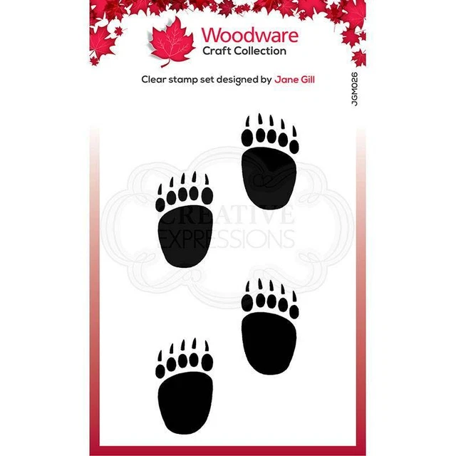 Woodware Mini Polar Bear Paw Prints 1 Piece Clear Stamp Christmas Card Making