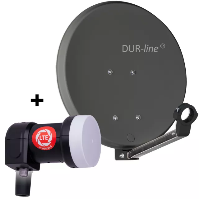 DUR-line Dsa 40 Antracita Mini Antena Satelital Aluminio + Single LNB - 1 Set