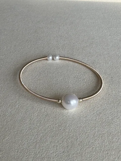 14k Gold Filled Wire Natural Genuine Pearl Bracelet Adjustable