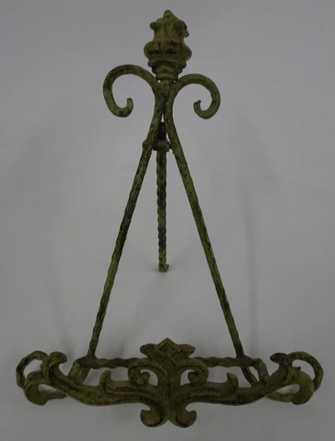 Wrought and Cast Iron Green Painted Folding Table Top Book Cookbook Stand