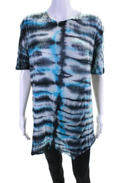 Raquel Allegra Womens Threadbare Distressed Tie Dye Tee Shirt Tunic Blue Size 1