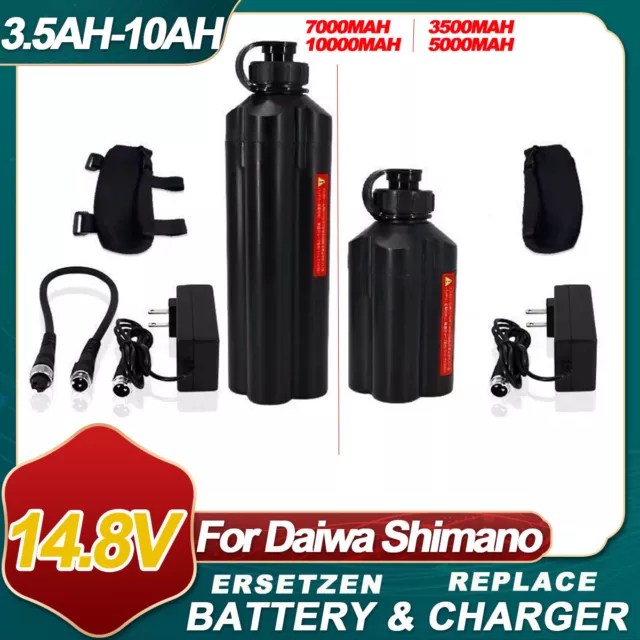 10000mAh Electric Fishing Reel Battery+Charger+Cable For Daiwa Tanacom shimano