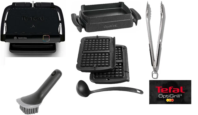 Tefal OptiGrill Elite GC7508 + Waffelplatten + Snacking-/Bakingschale + 2 Extras