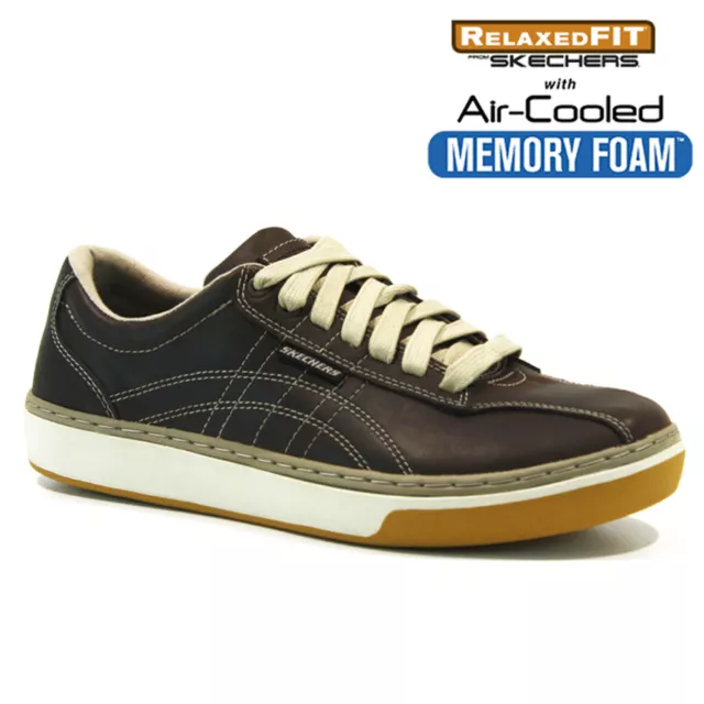 MENS SKECHERS LEATHER Relaxed Fit Memory Foam Walking Ankle