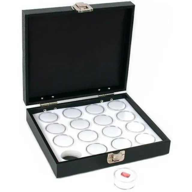 16 Gem Jars White Tray Display Gemstone Travel Case