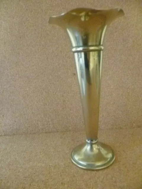 Antique Silver Plated Bud Vase With A Conical Shaft And Fluted Mouth. Bud Holder