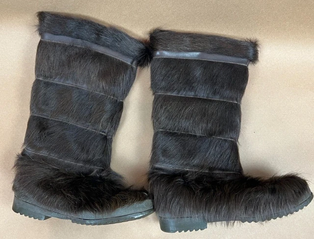 Vintage 1960's-70's French Pichette Apres Ski Goat Fur Boots Made in France