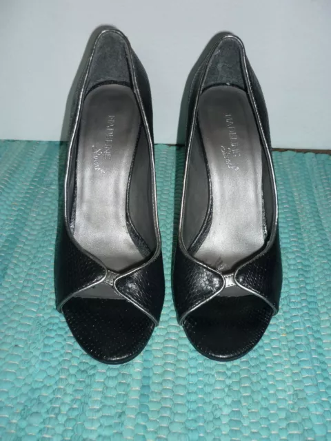 chaussures à talon escarpins noires peau croco argenté taille 37