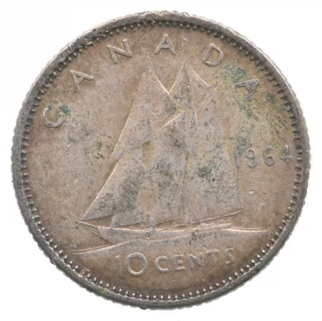SILVER Roughly the Size of a Dime 1964 Canada 10 Cents World Silver Coin *472