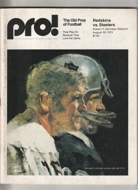 August 30, 1974 Redskins vs Steelers Pro! Football Program---Blanda---Otto   VG