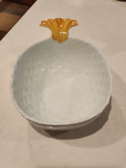 LAURE JAPY PARIS LIMOGES PINEAPPLE White BOWL ~ 7" x 2.25"