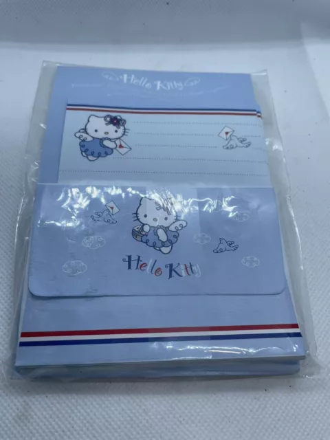 Vintage Hello Kitty blauer Engel stationäres Set Papierumschläge und Aufkleber selten 2