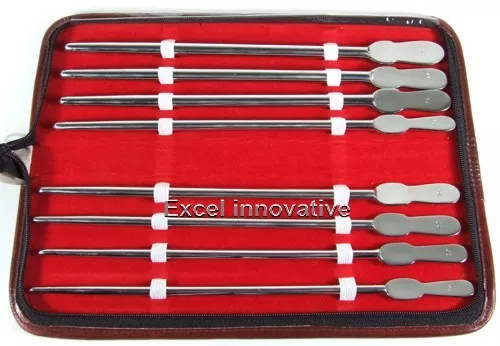 Kit of 8 Dittel Urethral Sounds 11.5inch Straight 18-32Fr. Surgical Instruments