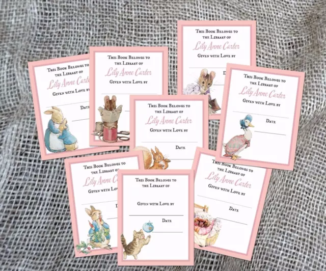 8 Personalised Rabbits and Woodland Character 'This book belongs to' Book Plates