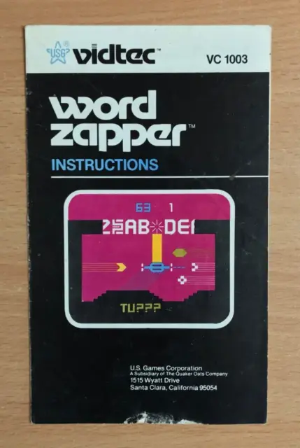 ATARI 2600 - WORD ZAPPER - Instruction Manual