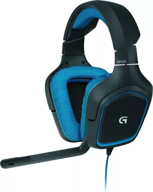 Logitech G430 Surround Sound Gaming Headset mit Dolby 7.1 Technologie schwarz/blau