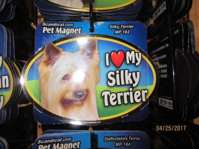 I Love My Silky Terrier 6 inch oval magnet for car or anything metal  New