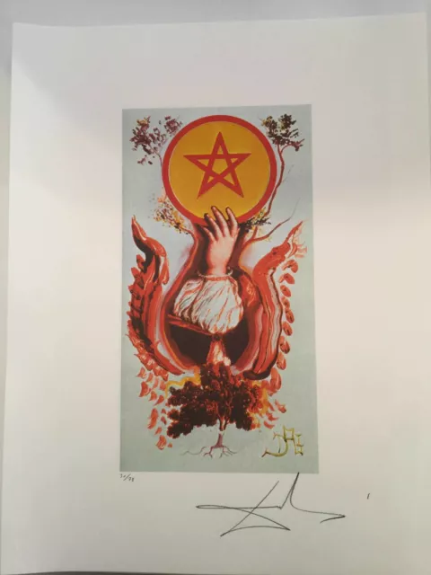Salvador Dali Litografía CM 50x70 Firma Lápiz Serie Cartas Tarot