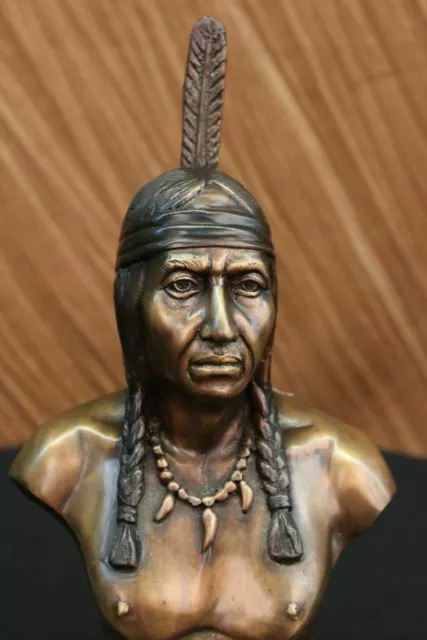 Museum Quality Classic Artwork Collector Edition Indian Chief Bronze Statue Deco