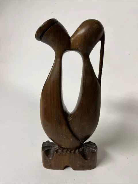 Vintage Carved African Art Man Woman Lovers Kissing Wood Sculpture Figure