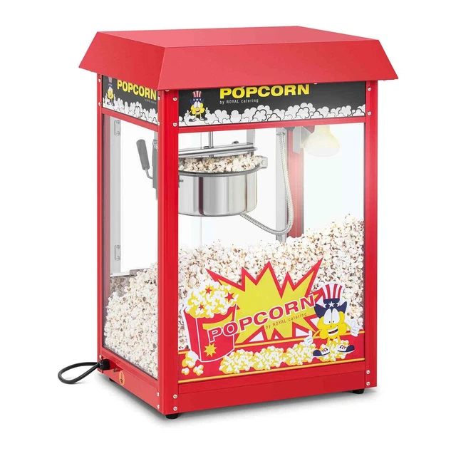 Kleine Popcornmaschine - 1600W Leistung, Edelstahl, gehärtetes Glas und Teflonma