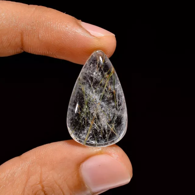 Natural Golden Rutile Quartz Pear Shape Cabochon Loose Gemstone For Making Jewel