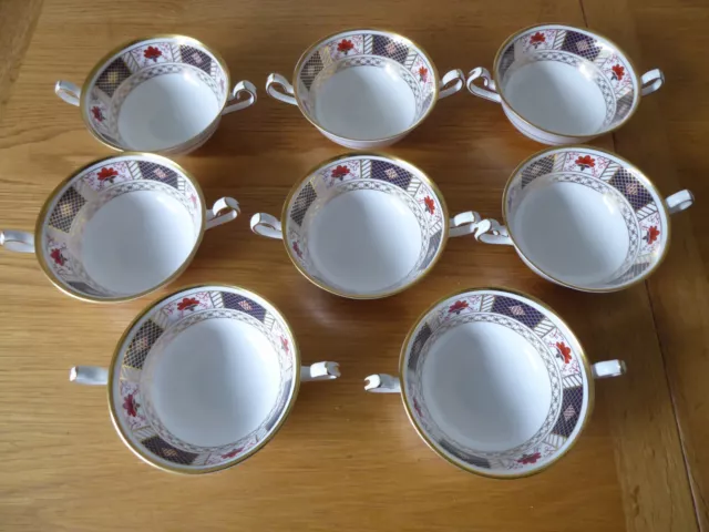 8 Royal Crown Derby  Border Twin Handled Soup Bowls  - Absolute Bargain!