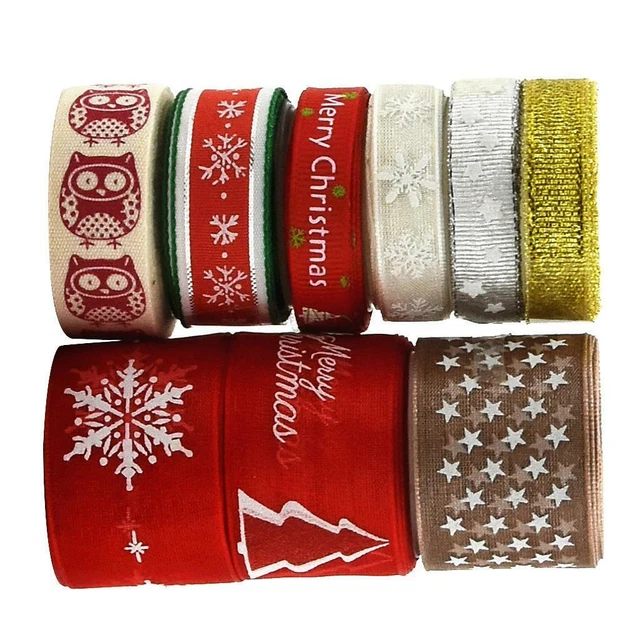 9 Pieces 2 Yard Assorted Christmas Grosgrain Ribbon for Xmas Party Gift Wrapping