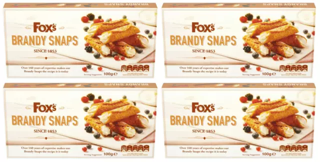 BRAND NEW - 4 X Fox's Fabulous Brandy Snaps 100g Box - Xmas Gift Fresh Stock