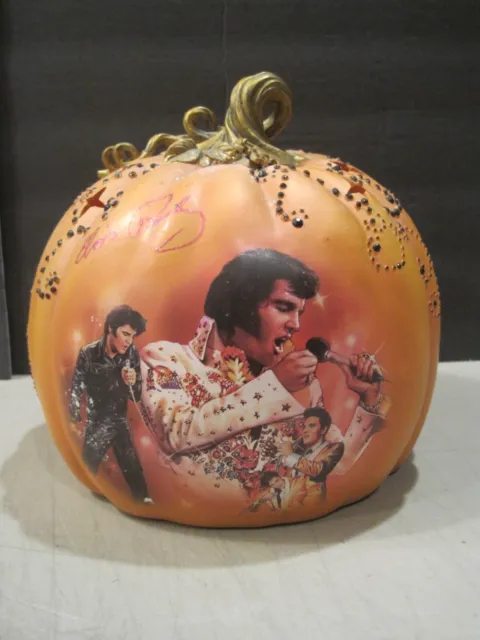 Elvis Takin Care Of Halloween Illuminated Musical Pumpkin Bradford Exchange Rare